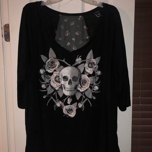 TORRID Hi-Low Floral Skull Shirt